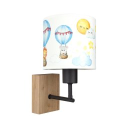 BRILAGI - Lampă de perete BOBO WOOD 1xE27/25W/230V stejar/negru/alb/cu motive animale