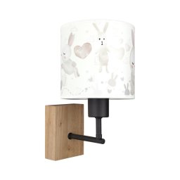 BRILAGI - Aplica de perete BOBO WOOD 1xE27/25W/230V stejar/negru/alb/cu iepurași