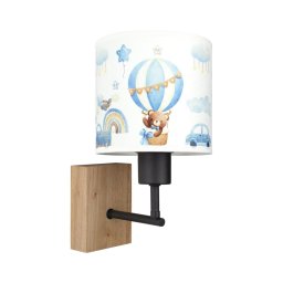 BRILAGI - Lampă de perete BOBO WOOD 1xE27/25W/230V stejar/negru/alb/albastru/ursuleți