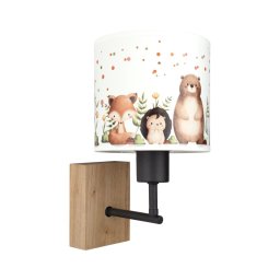 BRILAGI - Aplica de perete BOBO WOOD 1xE27/25W/230V stejar/negru/alb/cu motive animale