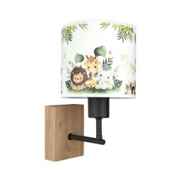 Brilagi - Aplică de perete BOBO WOOD 1xE27/25W/230V stejar/negru/alb/verde/junglă