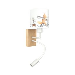 BRILAGI - LED Flex. lampă BOBO WOOD 1xE27/25W/230V + LED/3W stejar/alb/cu animale
