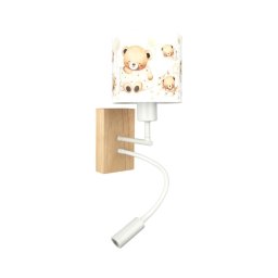 BRILAGI - Lampă LED flexibilă BOBO WOOD 1xE27/25W/230V + LED/3W stejar/alb/ursuleți