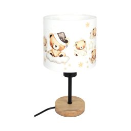 Brilagi - Lampă de masă BOBO WOOD 1xE27/25W/230V stejar/negru/alb/ursuleți