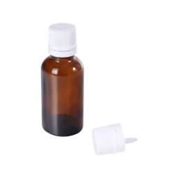 Sticla tinctura propolis sau ulei esential 50 ml - cu picurator si capac alb