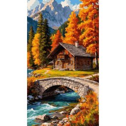 Set pictura pe numere, cu sasiu, Sub coroanele aurite, 40x70 cm
