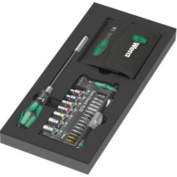Wera 9750 Kraftform Compact and Tool-Check PLUS Set 1, 57-piece tool set (black/green, socket wrench and bit set, in foam insert for workshop trolley)
