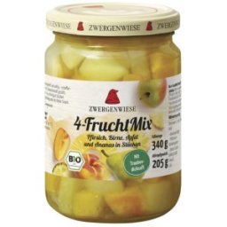 Set 2 x Compot din 4 Fructe, Zwergenwiese, fara Zahar Adaugat, Bio, 340 g