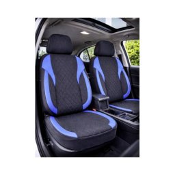 Set huse scaune auto universale Premium fractionate, negru-albastru (fata/spate)