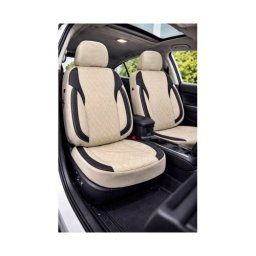 Set huse scaune auto universale Premium bej-negru, fata+spate fractionat