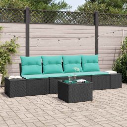 Set de canapele pentru gradina 5 buc. Negru si Turcoaz GartenMobel Dekor