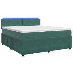 Pat boxspring cu saltea Verde închis 140 x 200 cm Catifea GartenMobel Dekor