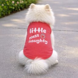 Tricou Fucsia cu Imprimeu "Little Miss Naughty" pentru Caini