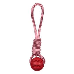 Jucarie pentru Caini Sfoara cu Minge Treat Rosie - 31cm