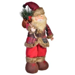 Figurina Decorativa Mos Craciun Sacou cu Carouri 35cm