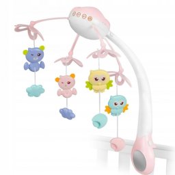 Carusel muzical pentru patut cu proiector, sunete si jucarii Ricokids RK-813 - Roz