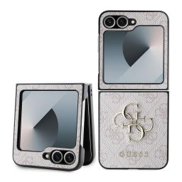 Husa Husa pentru Samsung Galaxy Z Flip6 - Guess Leather 4G Metal Logo (GUHCZF64GMGPI) - Pink