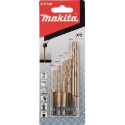 Set de 5 burghie cu impact pentru metal HSS-TiN asortate - B-57308