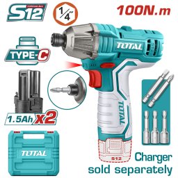 MASINA DE INSURUBAT CU IMPACT SI ACUMULATOR 12V-1.5AH LI-ION (2 ACUMULATORI) HEX 1/4