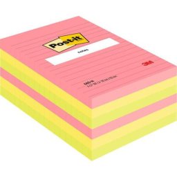 Accesorii birotica Notite adezive Post-it ® 660N Neon liniate 101 mm x 152 mm 100 file Notite adezive 3M Post-it 660N 102 x 152 mm neon liniat