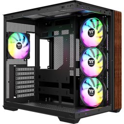 Carcasa View 380 WS ARGB, Tower Case black/wood, Tempered Glass x 2, Wood Texture