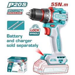 Masina de gaurit si însurubat TOTAL 20V, brushless, 55Nm, mandrina 13 mm