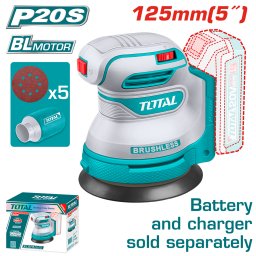 Slefuitor orbital TOTAL 20V Li-Ion, 125 mm, brushless, fara fir
