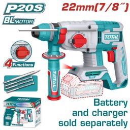 Ciocan rotopercutor TOTAL 20V brushless 2J SDS Plus, set burghie + dalta