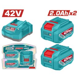 Kit TOTAL 42V P42M cu 2 baterii Li-Ion 2.0Ah si încarcator 2A