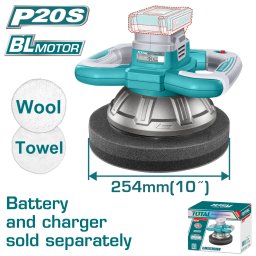 Masina de polisat excentrica TOTAL 20V brushless, 254 mm, fara acumulator