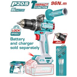 Masina de gaurit cu impact TOTAL 20V, 96 Nm, motor fara perii