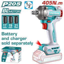 Masina de insurubat cu impact TOTAL 20V, 405 Nm, 1/2 inch, brushless