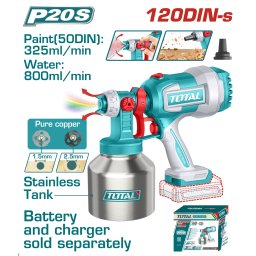 Pistol de vopsit TOTAL 20V Li-Ion, 800 ml, fara acumulator