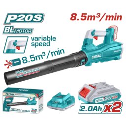 Suflanta cu acumulator TOTAL 20V, 8.5 m³/min, 2 baterii si incarcator