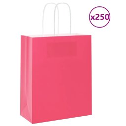 Pungi de hartie 250 buc cu manere roz 18x8x22 cm GartenMobel Dekor