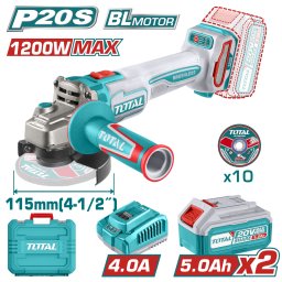 Polizor unghiular TOTAL 115 mm, 20V, cu 2 acumulatori si incarcator
