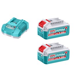 Kit 2 baterii Li-Ion 4.0Ah si incarcator TOTAL 20V P20S