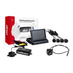 Set senzori de parcare AMiO cu camera HD, afisaj 4,3 si 4 senzori negri