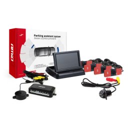Set senzori de parcare AMiO cu camera HD, afisaj TFT 4,3 si 4 senzori negri