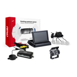 Set senzori de parcare AMiO cu camera HD, ecran 4,3 inch si 4 senzori argintii