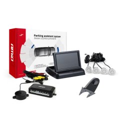 Set senzori de parcare AMiO cu camera HD, ecran 4,3 inch si 4 senzori argintii