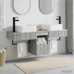 Set dulap baie 3 buc. Sonoma gri 53 x 35 x 39 cm Lemn prelucrat GartenMobel Dekor
