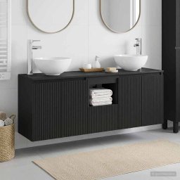 Set dulap baie 3 buc. Negru 49,5 x 35 x 63 cm Lemn prelucrat GartenMobel Dekor