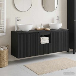 Set dulap baie 3 buc. Negru 49,5 x 41 x 64,5 cm Lemn prelucrat GartenMobel Dekor