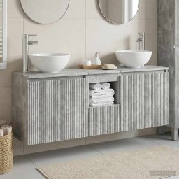 Set dulap baie 3 buc. Gri Beton 49,5 x 41 x 64,5 cm GartenMobel Dekor