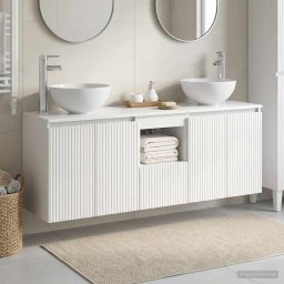 Set dulap baie 3 buc. Alb foarte lucios 49,5 x 41 x 64,5 cm GartenMobel Dekor