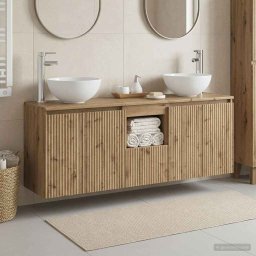 Set dulap baie 3 buc. Stejar Artizanal 49,5 x 41 x 64,5 cm GartenMobel Dekor