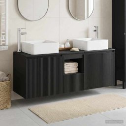 Set dulap baie 3 buc. Negru 49,5 x 41 x 63 cm Lemn prelucrat GartenMobel Dekor