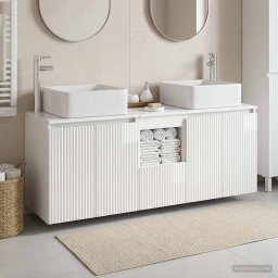 Set dulap baie 3 buc. Alb foarte lucios 49,5 x 41 x 63 cm GartenMobel Dekor
