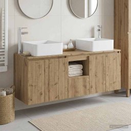 Set dulap baie 3 buc. Stejar Artizanal 49,5 x 41 x 63 cm GartenMobel Dekor
